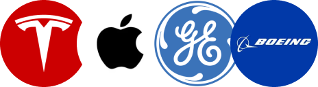 Stocks Tesla, Apple, GE, and Boeing